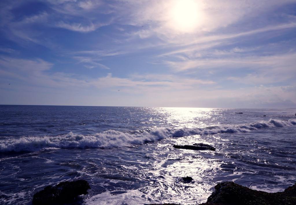 sea, waves, horizon, nature, sky, tanah lot sea