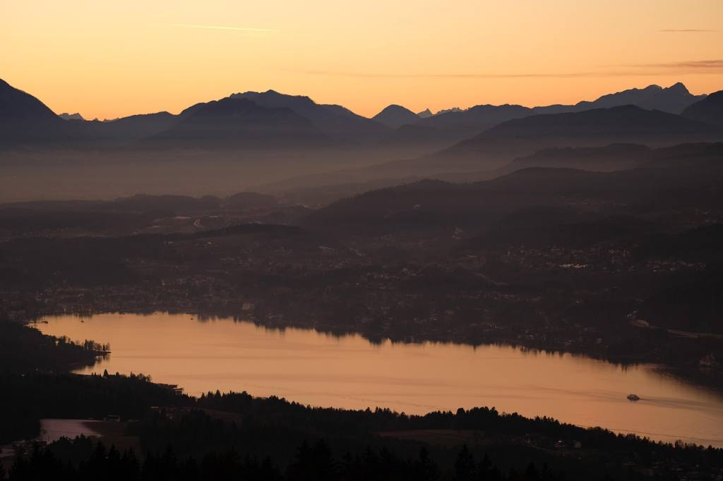 austria, worthersee, sunset, lake, landscape, carinthia, nature, dusk, twilight