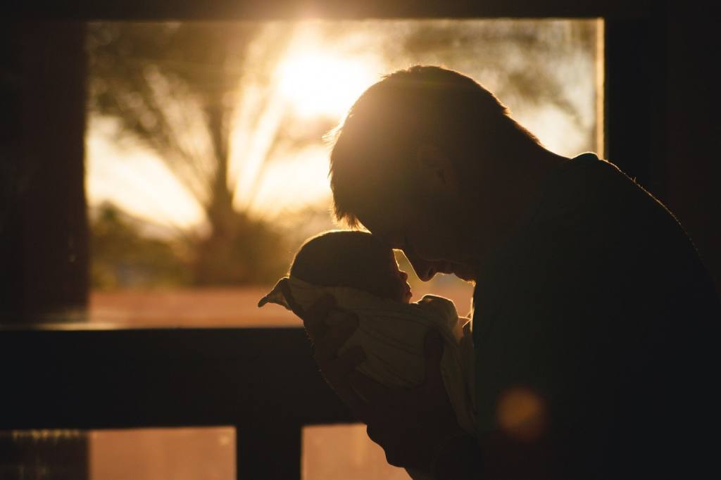 baby, child, father, parent, fatherhood, parenthood, family, guy, man, people, love, silhouette, sunrise, morning, nature, fathers day